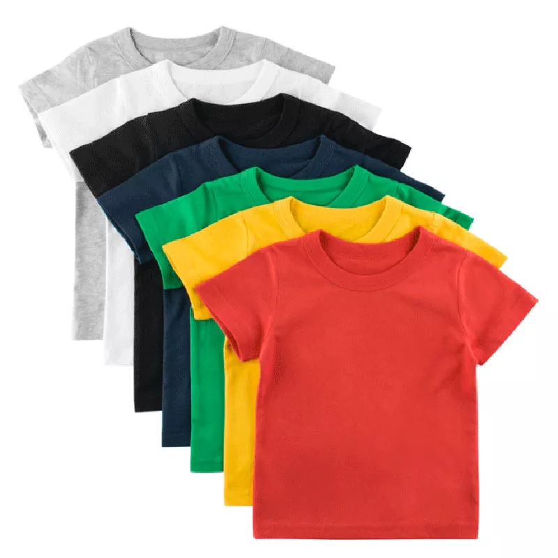 SiATEX Sourcing - Kids Plain T-shirt Tops for Child Boys Girls Baby Toddler Solid Colour Kids Plain T-shirt Tops for Child Boys Girls Baby Toddler Solid Colour