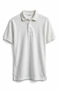 White polo shirt front view - mens cotton pique polo with 3-button placket - SiATEX Sourcing