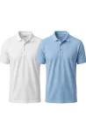 Polo shirts in white and sky blue - two colour options side by side - SiATEX Sourcing